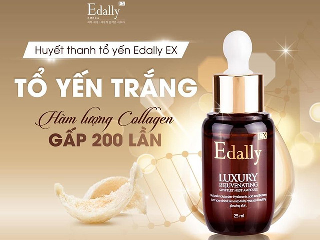 Huyết thanh tổ yến Edally EX với hàm lượng Collagen gấp 200 lần so với sữa ong chúa